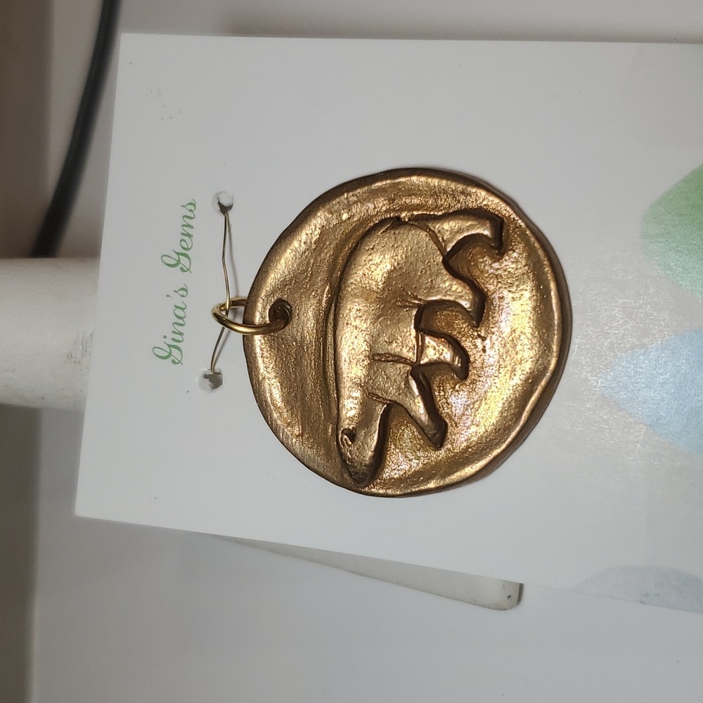 Bear necklace pendant bronze handcrafted